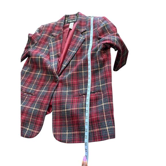 Vintage Plaid Dark Academia Wool Blend Single Button Oversized‎ Blazer Size 14 - Picture 12 of 12